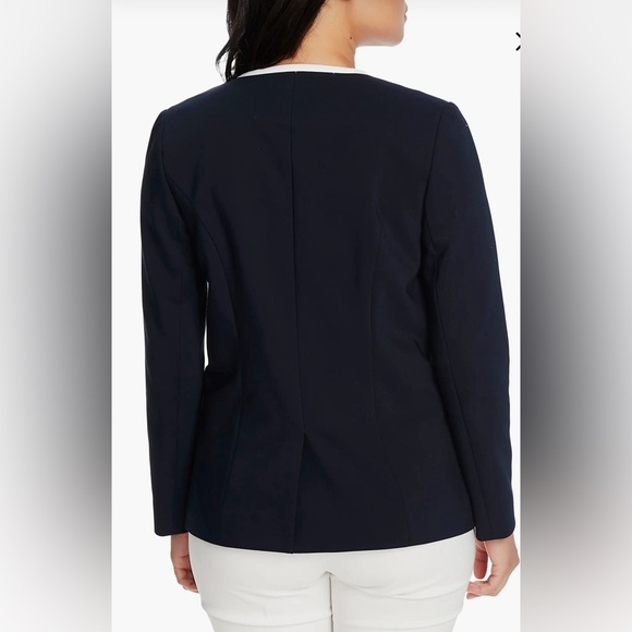💙CHAUS New York M One-Button Trim Jacket Navy 🤍 - Picture 5 of 11